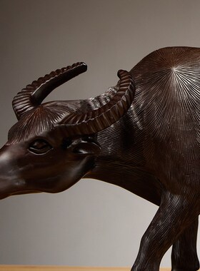 木雕水牛摆件实木质雕刻十二生肖木头牛家居吉祥物装饰红木工艺品