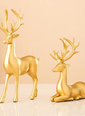 北欧艺术鹿摆品电件创意招财轻奢客厅玄关视桌面软柜光滑鹿装饰创