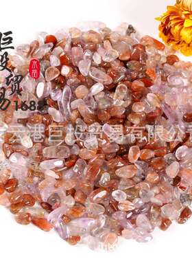 极光23紫钛超七水晶碎石圆角钛晶摆件碎料装饰贴画盆景鱼缸石跨境