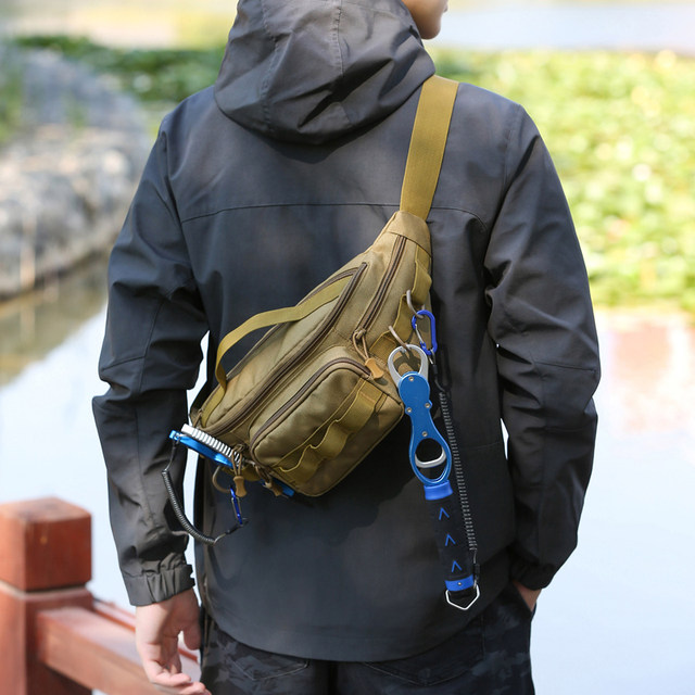 Small lure bag, multifunctional fishing gear, bait storage, waist bag, tool wear-resistant, construction site work chest bag, cross-body backpack