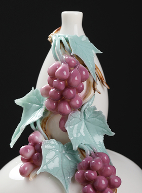 《多子多福》陶瓷手工葫芦花瓶摆件中式家居客厅装饰礼品日常送礼