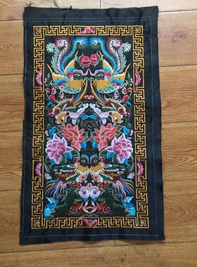 精品机绣大绣片裙摆裙门马面裙裙片加工刺绣辅料59*33cm