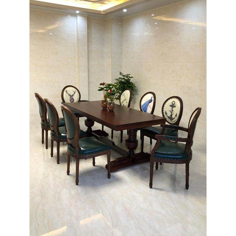 美式复古实木家用法式乡村餐桌小户型长方形桌子原木六人桌椅组合,淘宝优惠券,粉丝福利购,淘宝优惠卷