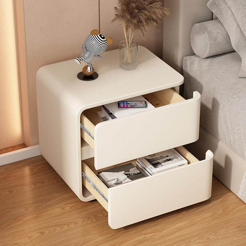 现代简约奶油风实木床头柜意式极简卧室家用小型免安装床头收纳柜,淘宝优惠券,粉丝福利购,淘宝优惠卷