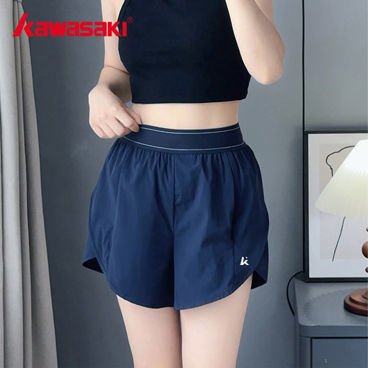 Kawasaki川崎羽毛球女装运动裤吸汗短裤内衬防走光夏季速干健身裤,淘宝优惠券,粉丝福利购,淘宝优惠卷