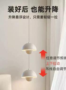 免布线充电花苞吊灯床头卧室过道玄关小吊线灯可升降高级感设计师