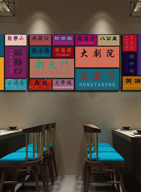 重庆地名挂画 火锅店串串烧烤餐厅壁画 复古个性设计定制饭店装饰