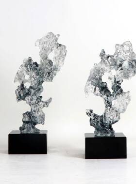 中式仿真烟灰色太湖石家居饰品件创意客厅电视MC-TY-62柜办公室软