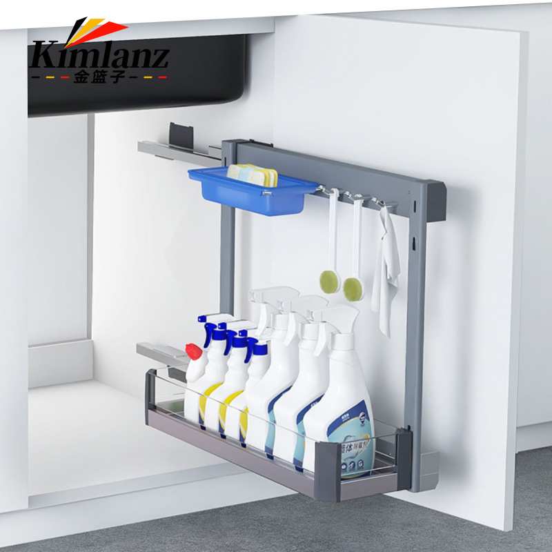 Home kitchen cabinet drawer-type side-mounted pull basket sanitary ware supplies storage cabinet under the sink storage rack
