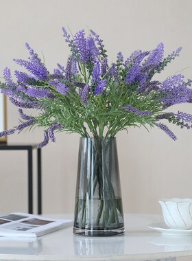 紫色薰衣草仿真花束塑料假花客厅餐桌玄关摆设花卉装饰品拍照道具