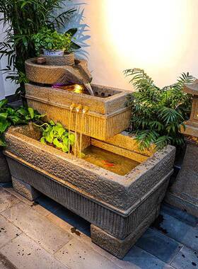 院流水景山观鱼瀑布庭户外tb-65138别墅阳台装饰品假喷泉造景循环