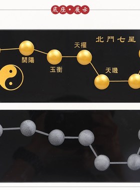 北斗七星阵摆件七彩水晶球黑色球七星图招财家居办公室聚财阵摆件