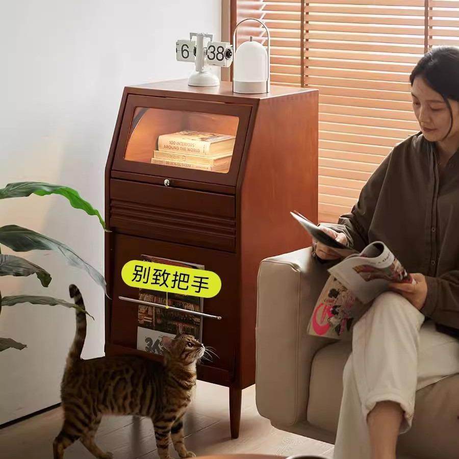 北欧实木书柜家用小户型收纳置物电视边柜客厅沙发复古储物立柜,淘宝优惠券,粉丝福利购,淘宝优惠卷