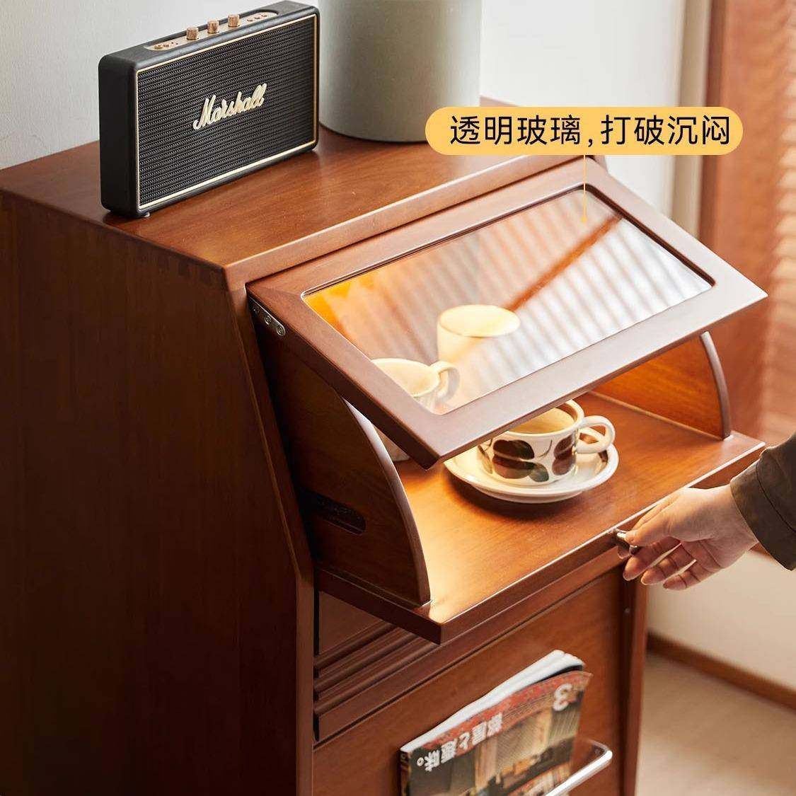 北欧实木书柜家用小户型收纳置物电视边柜客厅沙发复古储物立柜,淘宝优惠券,粉丝福利购,淘宝优惠卷