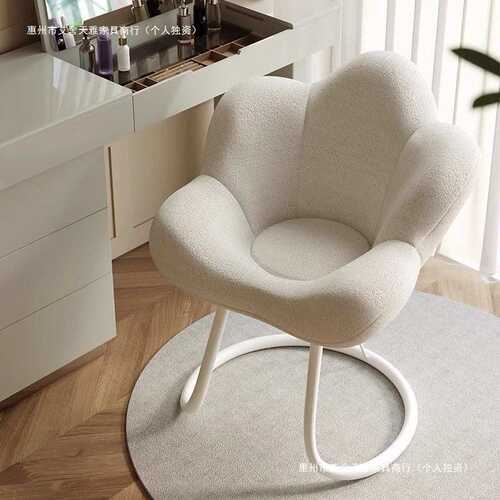 网红化妆椅卧室梳妆凳轻奢花瓣椅奶油风美甲椅旋转化妆凳靠背椅 - 图0