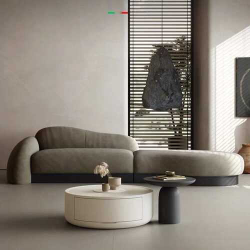 意式极简弧形布艺沙发大师设计意式时尚创意现代简约斜角卵石沙发 - 图0