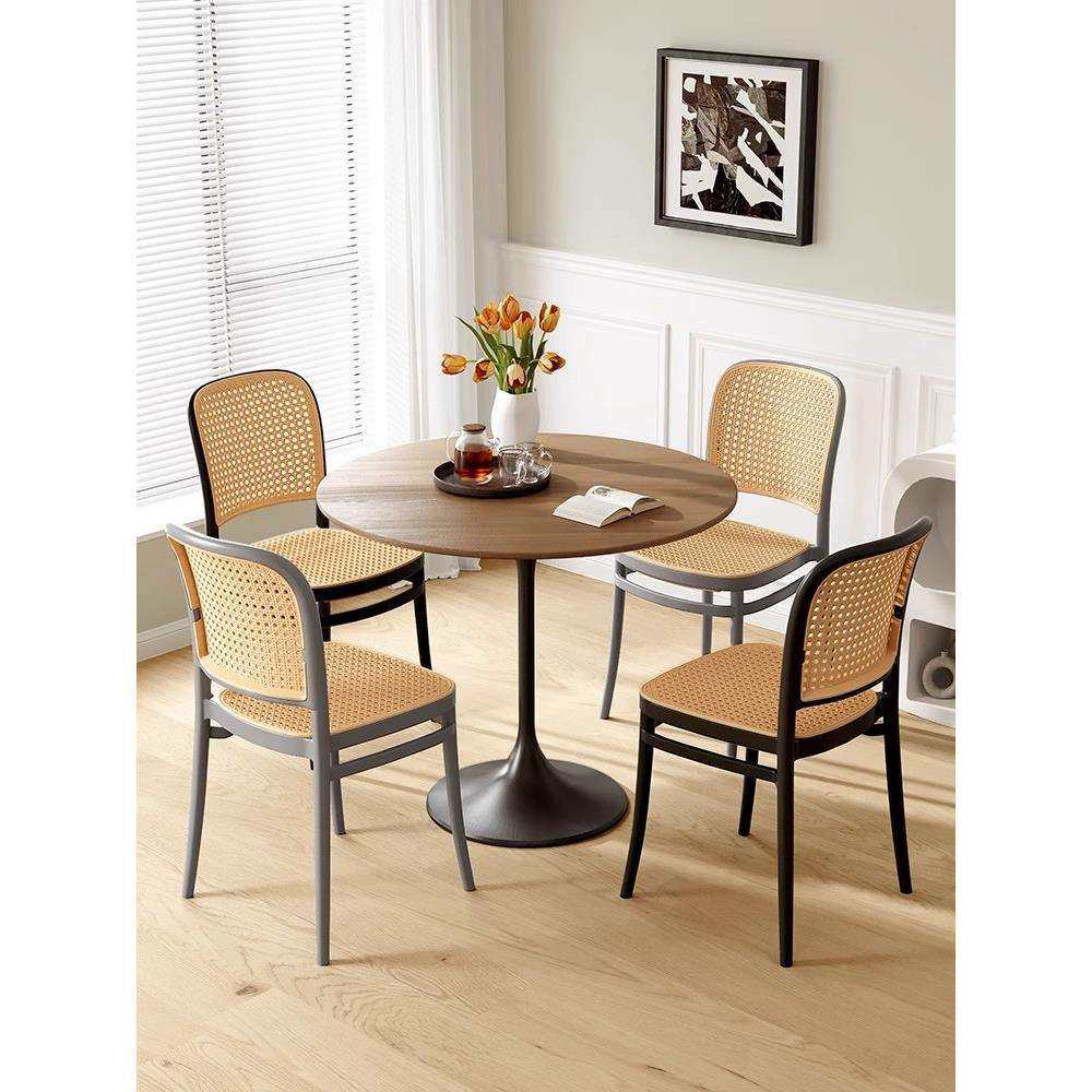 塑料椅子家用餐桌椅简约靠背椅可叠放餐椅久坐藤编椅凳子靠背,淘宝优惠券,粉丝福利购,淘宝优惠卷