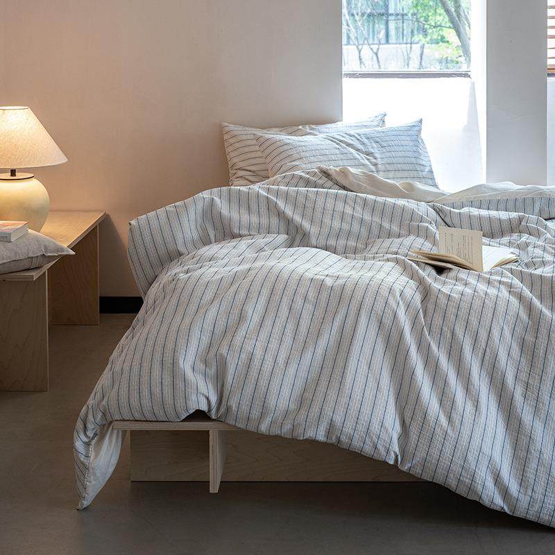A类简约条纹现代全棉色织提花四件套床上用品纯棉床单被套床笠1.8,淘宝优惠券,粉丝福利购,淘宝优惠卷