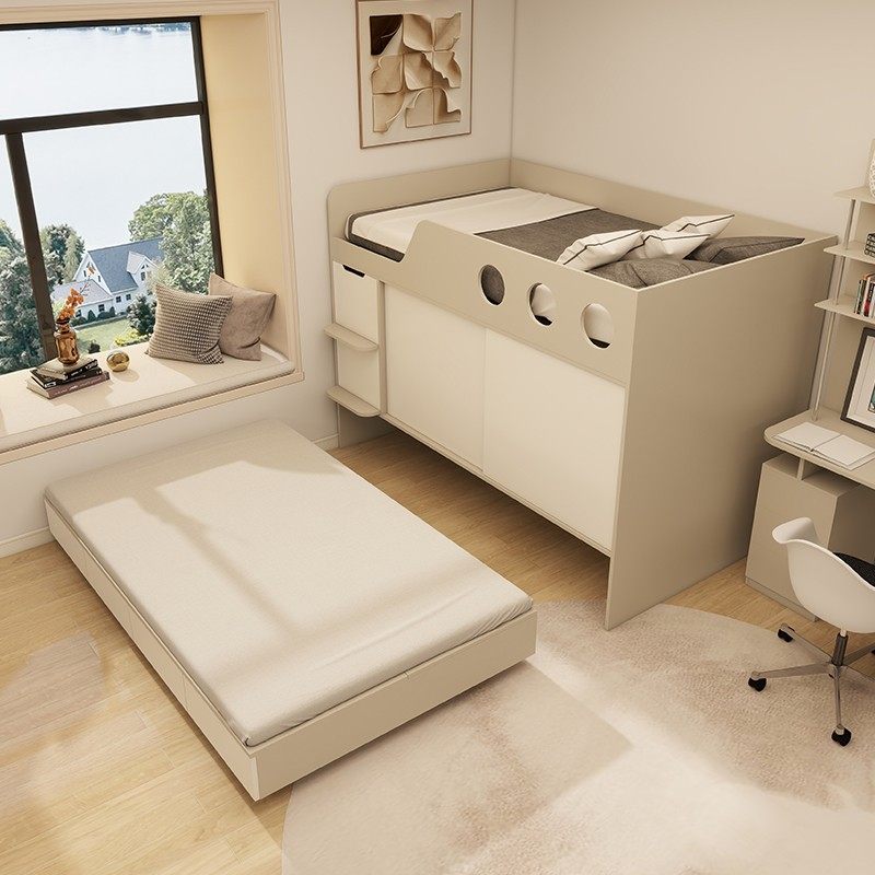 儿童半高床小户型子母床上下床柜一体姐弟互不打扰床多功能储物床,淘宝优惠券,粉丝福利购,淘宝优惠卷