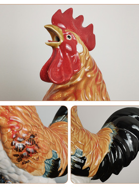 十二生肖鸡家居动物装饰摆件办公室客厅陶瓷大公鸡风水金鸡工艺品