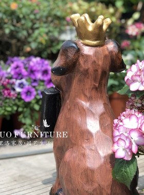 花园装饰复古可爱欢迎牌狗动物摆件幼儿园草坪户外景观造景雕塑