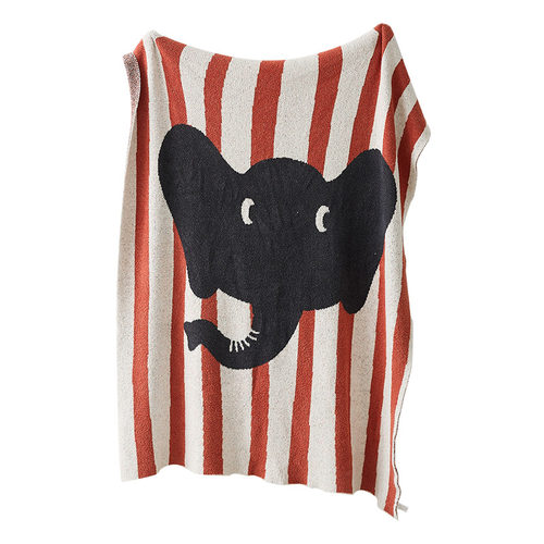 大象软软绵绵针织盖毯 沙发毛线编织毯子床尾装饰毛毯 躺椅午睡毯 - 图3