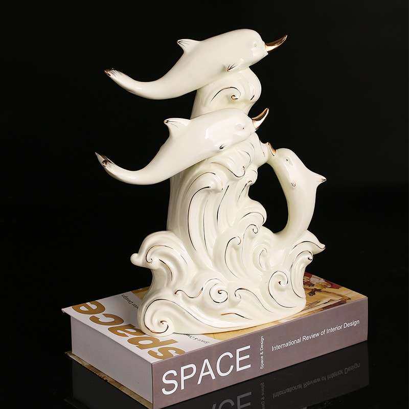 陶瓷家居创意装饰客厅酒店餐厅红酒柜装饰品海豚工艺品小摆件,淘宝优惠券,粉丝福利购,淘宝优惠卷