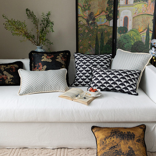 中国风轻奢沙发抱枕高级感靠垫复古新中式腰枕靠背老虎刺绣靠包套 - 图1