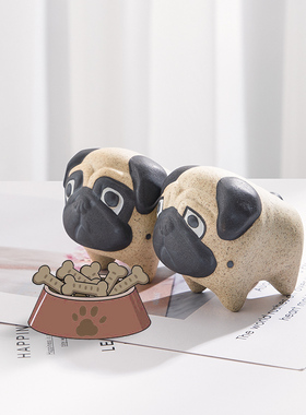 可爱卡通巴哥犬小狗闺蜜桌面摆件车载情侣精致礼物法斗柯基柴犬