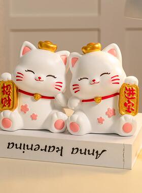 创意中式树摆件招新财猫书挡卧书房家室MM9122-6居好物情侣纪念脂