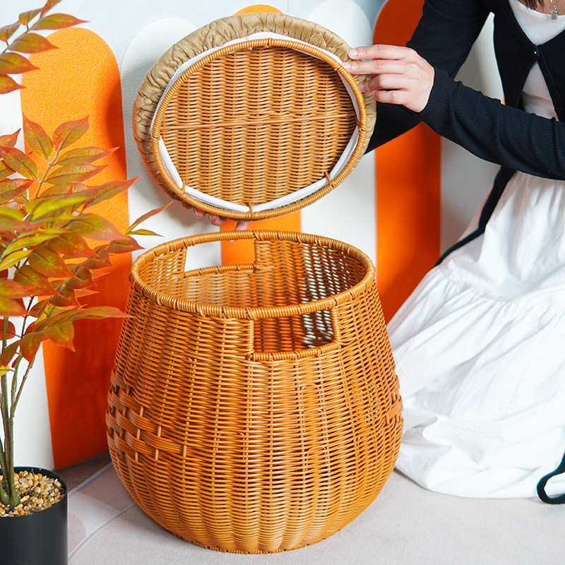 家用藤编藤椅阳台客厅小椅子榻榻米收纳坐凳单人圆形成人编织凳,淘宝优惠券,粉丝福利购,淘宝优惠卷