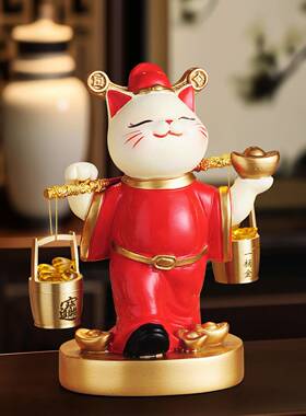 财神摆件开业迁物客厅玄关KQO电视机柜收银台礼店铺招猫财乔新居