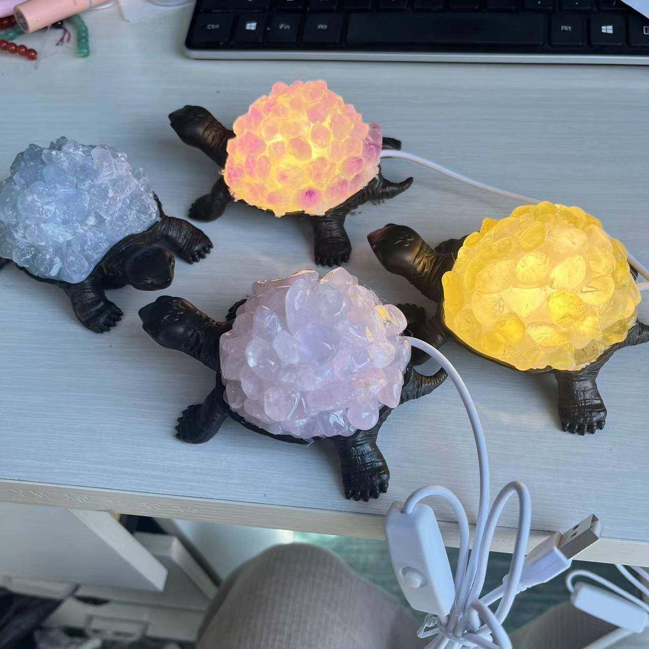 天然水晶原石乌龟摆件USB接口居家卧室床头氛围小夜灯装饰摆件,淘宝优惠券,粉丝福利购,淘宝优惠卷