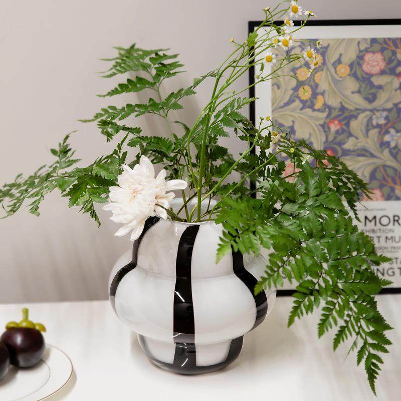 视远工艺品复古条纹玻璃花瓶胖乎乎奶罐子轻奢客厅家居装饰摆件,淘宝优惠券,粉丝福利购,淘宝优惠卷