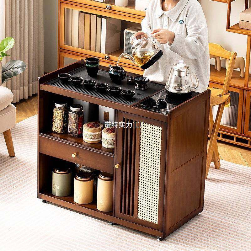 移动茶桌小茶台烧水壶一体家用茶水柜实木茶几茶车阳台煮泡茶桌子,淘宝优惠券,粉丝福利购,淘宝优惠卷