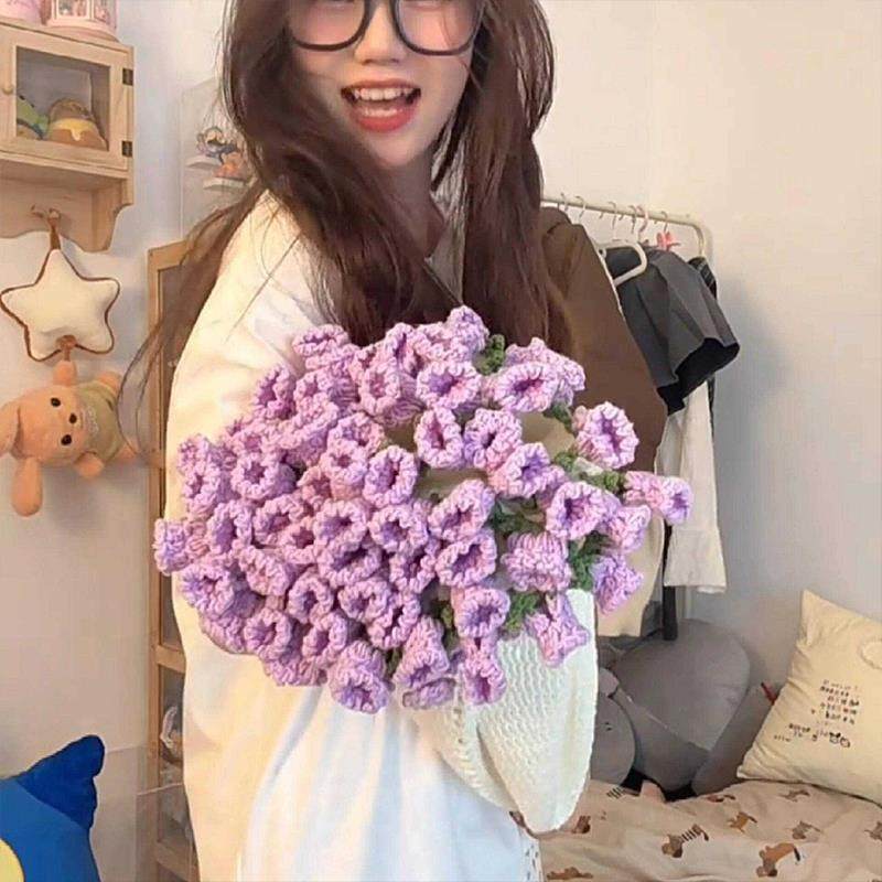 手工编织玫瑰花束毯子成品针织午睡盖毯生日七夕送女生教师节礼物,淘宝优惠券,粉丝福利购,淘宝优惠卷