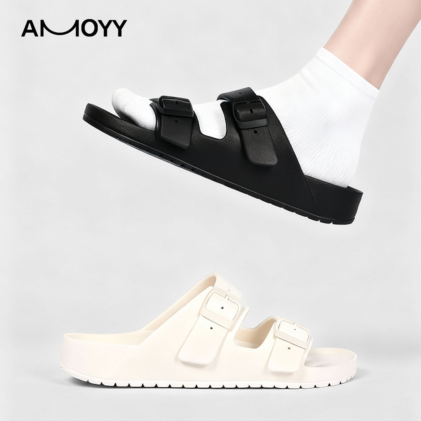 amoyy一字拖鞋女EVA居家勃肯沙滩2025秋季新款双扣足弓支撑户外鞋,淘宝优惠券,粉丝福利购,淘宝优惠卷