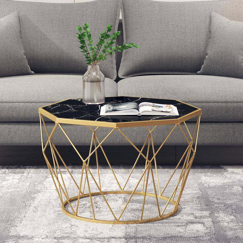 金色轻奢铁艺客厅茶几小户型家用创意茶桌北欧简约大理石边几圆桌,淘宝优惠券,粉丝福利购,淘宝优惠卷