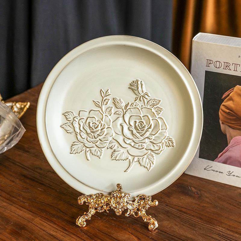 古典做旧盘架盘子支架展示架复古浮雕装饰轻奢摆件相框支架画托架,淘宝优惠券,粉丝福利购,淘宝优惠卷