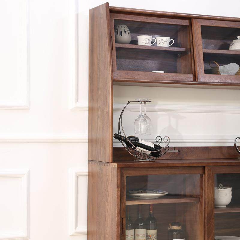 北欧黑胡桃木移门玻璃储物柜现代简约式轻奢收纳柜白橡木餐边柜,淘宝优惠券,粉丝福利购,淘宝优惠卷