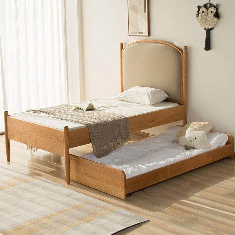 北美樱桃木子母床拖床软包男女孩伸缩床黑胡桃木抽拉双层多功能床,淘宝优惠券,粉丝福利购,淘宝优惠卷