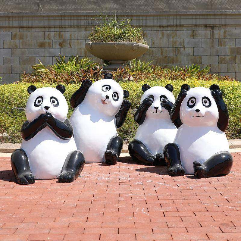 卡通熊猫摆件户外玻璃钢动物雕塑园林景观公园绿地庭院熊猫装饰品,淘宝优惠券,粉丝福利购,淘宝优惠卷