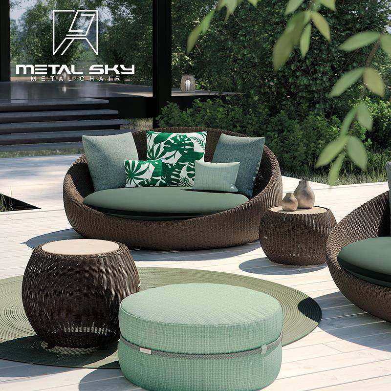 北欧户外躺床沙发组合室外庭院泳池阳台露天休闲藤编家具防水防晒,淘宝优惠券,粉丝福利购,淘宝优惠卷