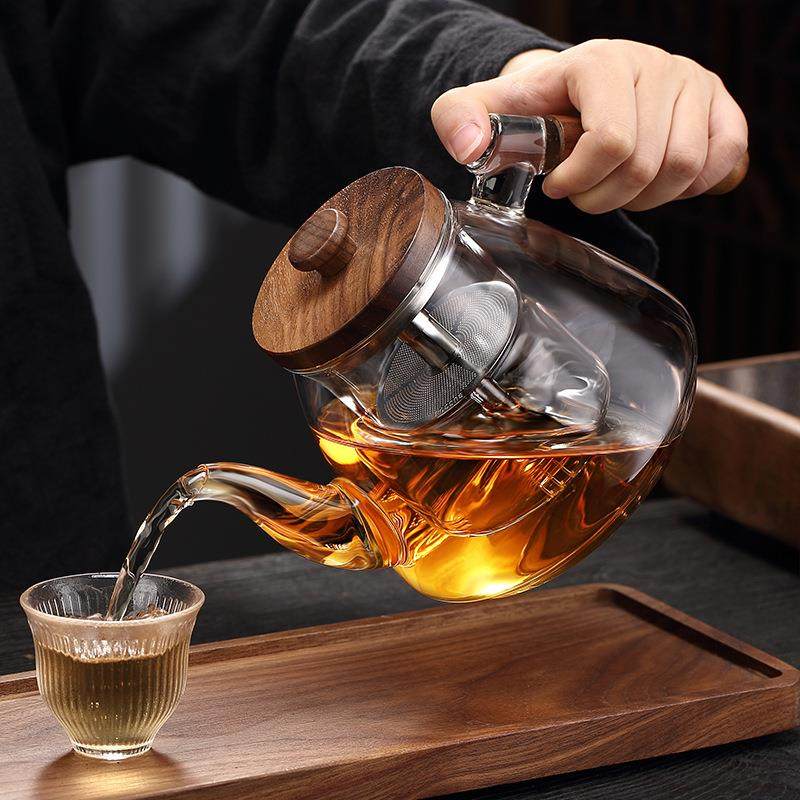 玻璃蒸煮茶壶烧水壶胡桃木提梁壶电陶炉煮茶器养生壶家用套装,淘宝优惠券,粉丝福利购,淘宝优惠卷