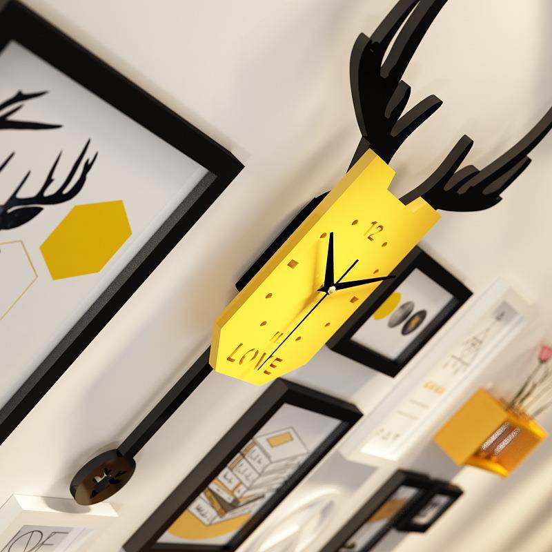 实木_6573_实木照片墙优惠摇摆钟表装饰画北欧相框能换相片真钟表 - 图0