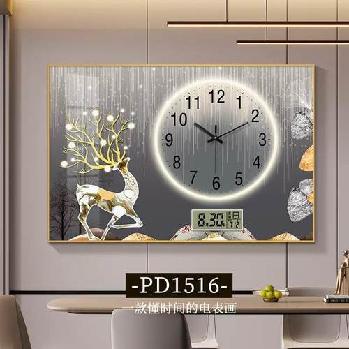 万年历电表箱装饰画带钟表免打孔配电箱遮挡箱现代简约电子钟挂画 - 图2