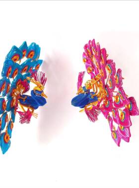 开屏凤，彩色铝线手工编制凤凰模型，家居，摆件装无，饰旅游纪凰