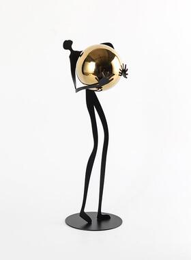 简约创抱球人意物雕塑摆件客样板房酒AWX店会所前台玄厅关轻奢装