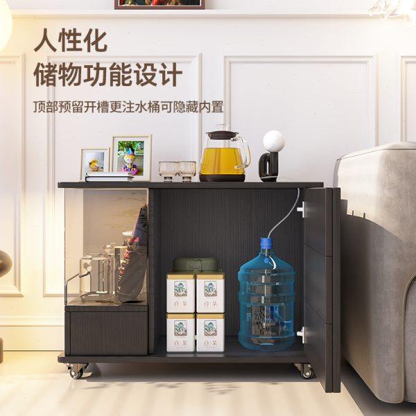 移动茶桌茶台沙发边柜茶水柜黑色边几带轮子餐边柜茶几阳台小茶台,淘宝优惠券,粉丝福利购,淘宝优惠卷