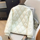 Lightweight rhombus down jacket for women, short cotton jacket